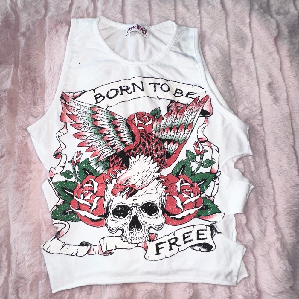 Edgy White Graphic Crop Top